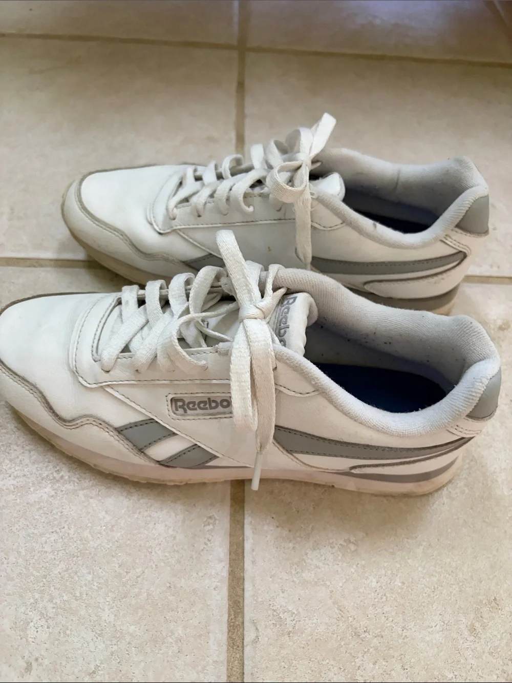Reebok White & Gray Low-Top Sneakers